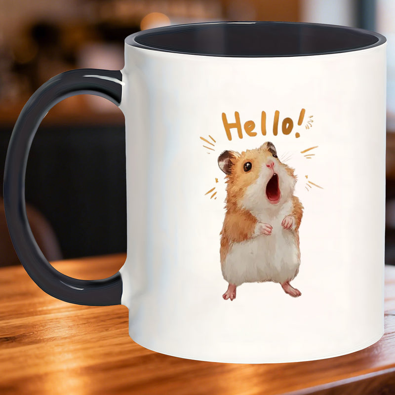 Tailorly Black Accent 11 oz Mug - cute hamster face