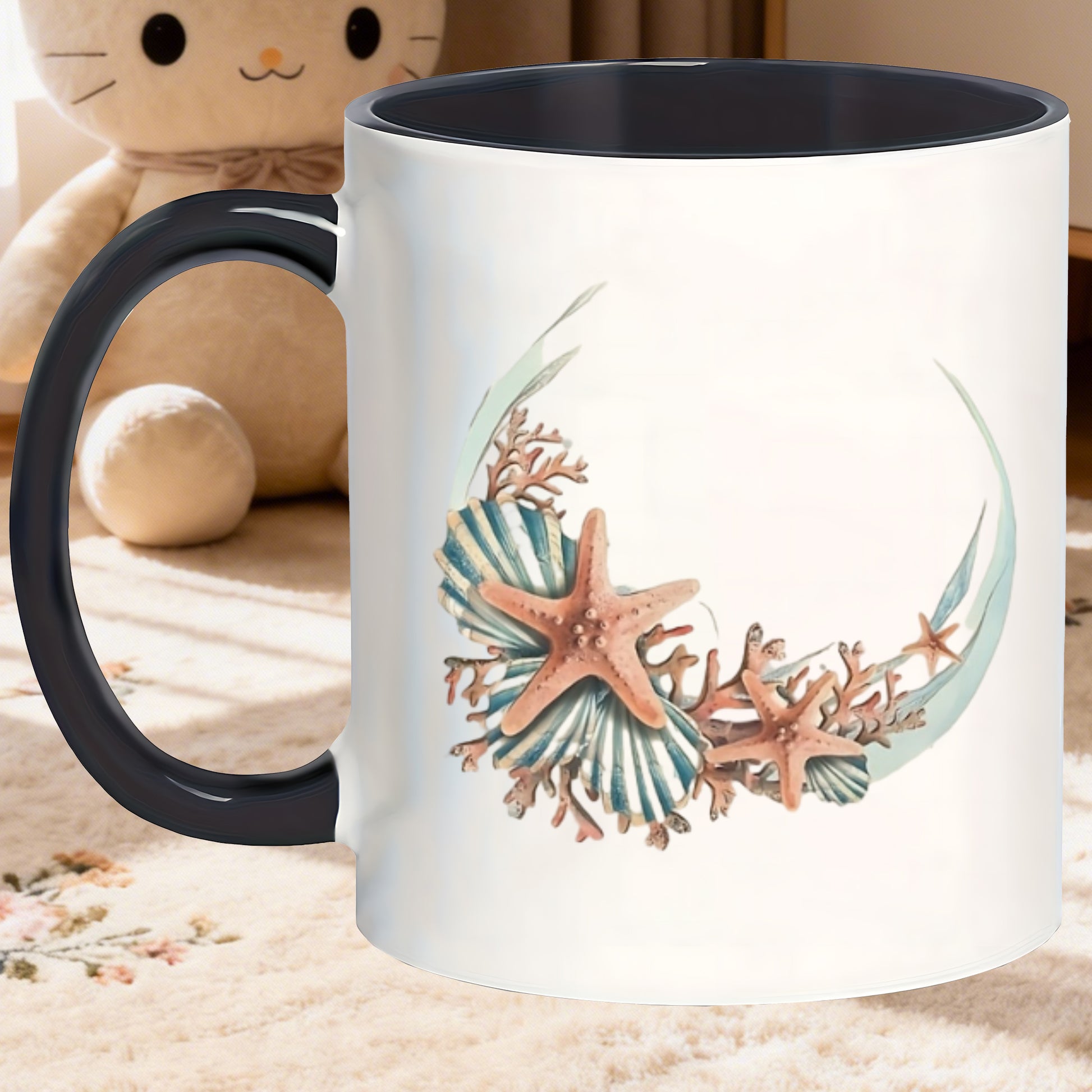 Tailorly Black Accent 11 oz Mug - novelty black handle sea mugs for christmas thanksgiving valentines kitchen party_e457949b7ed84ef3bb683d373979c975