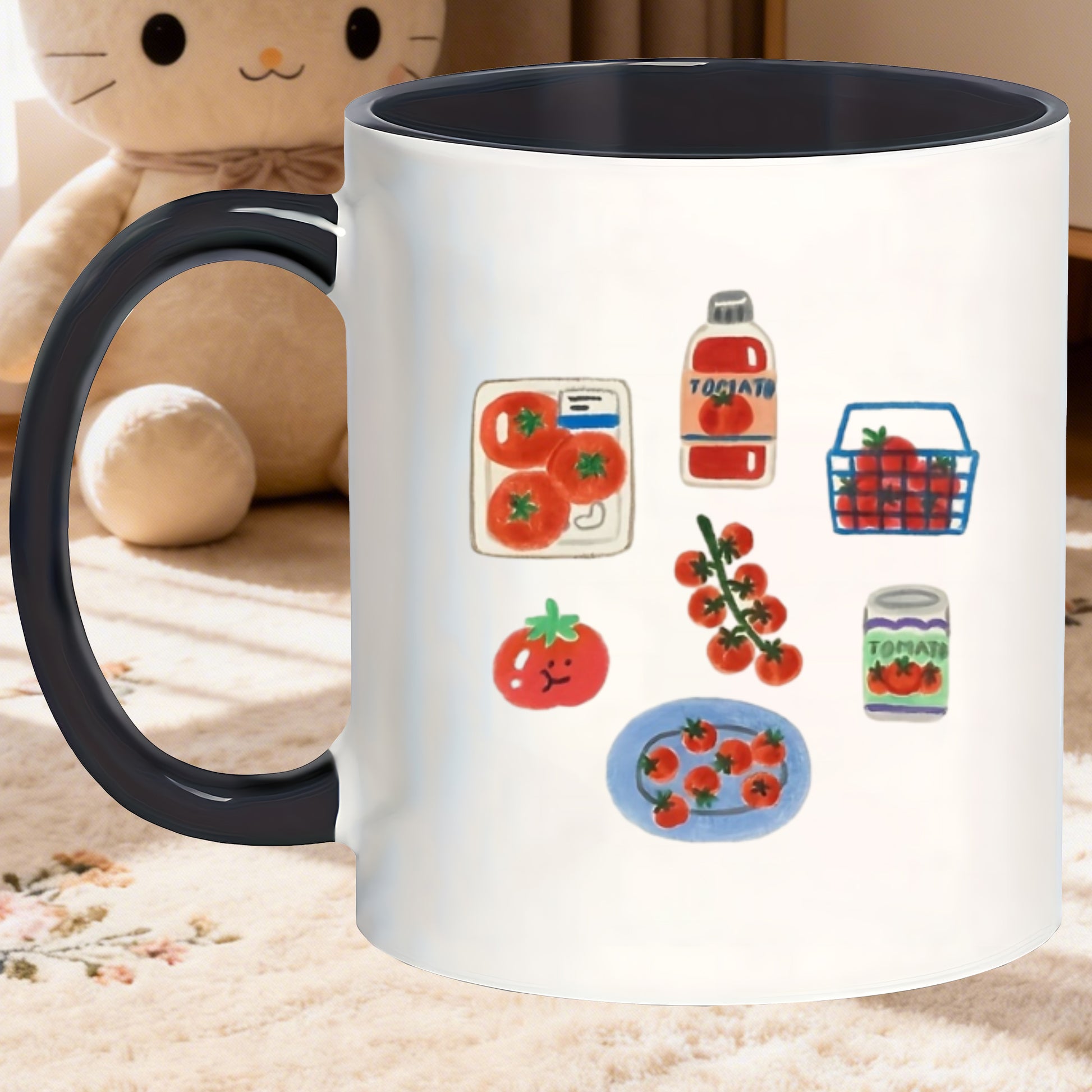 Tailorly Black Accent 11 oz Mug - tomato illustration