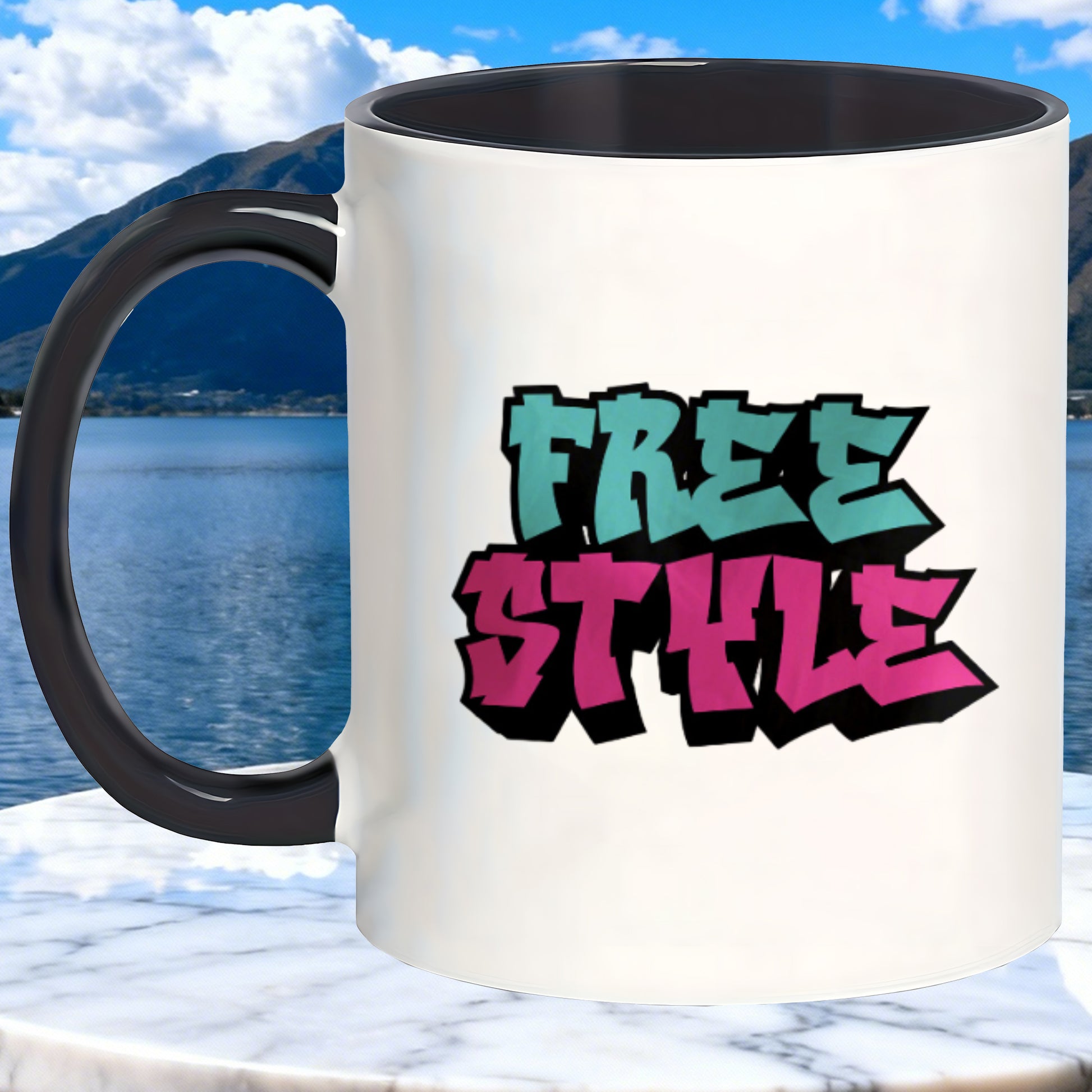 Tailorly Black Accent 11 oz Mug - graffiti print