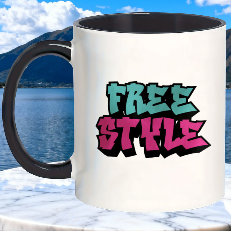 Tailorly Black Accent 11 oz Mug - graffiti print