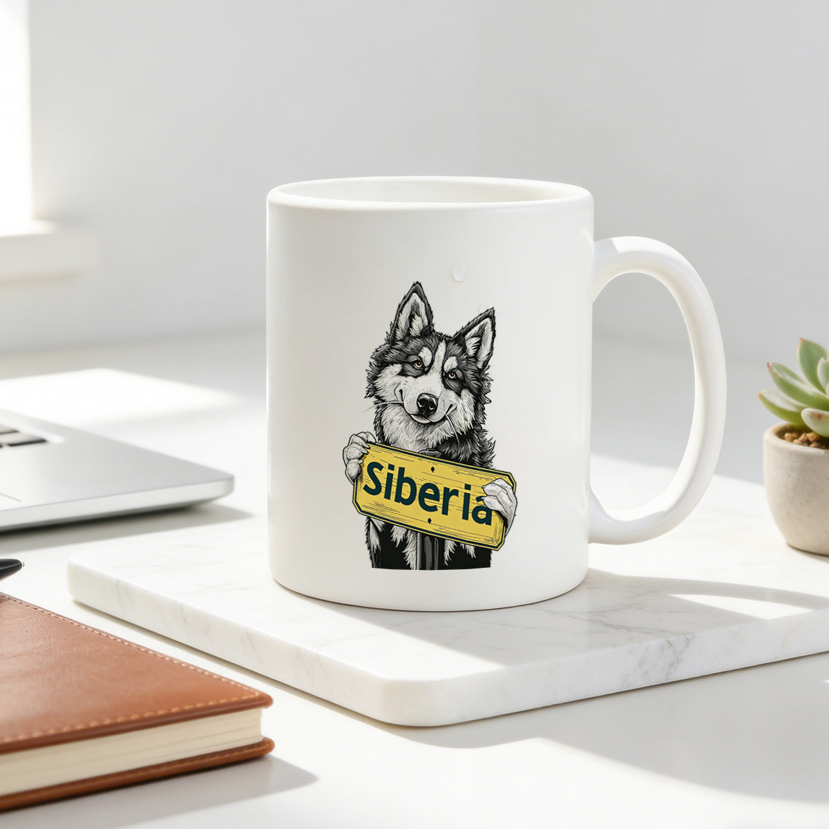 Tailorly White Ceramic 11 oz Mug - holding dog lover