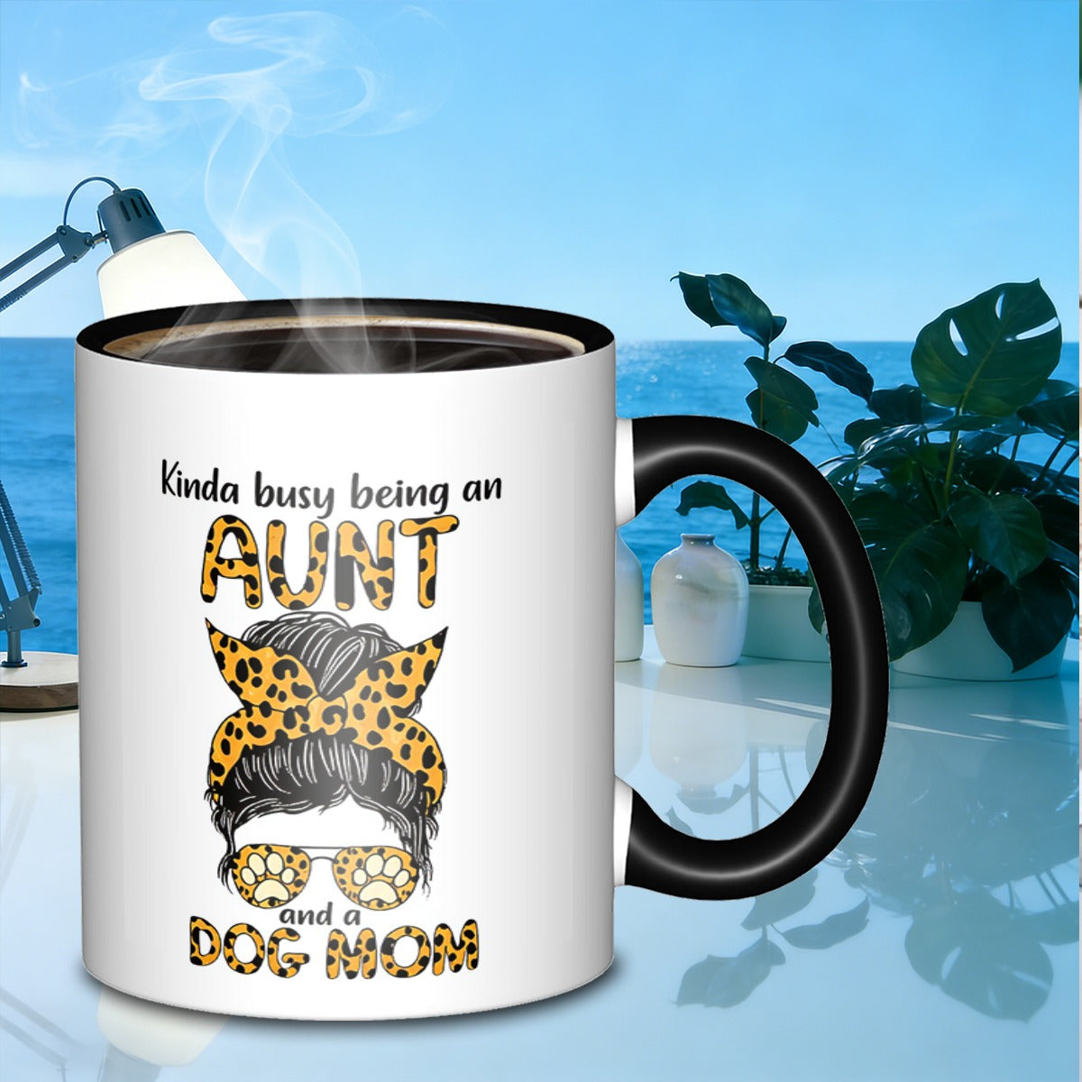 Tailorly Black Accent 11 oz Mug - aunt and dog mom image