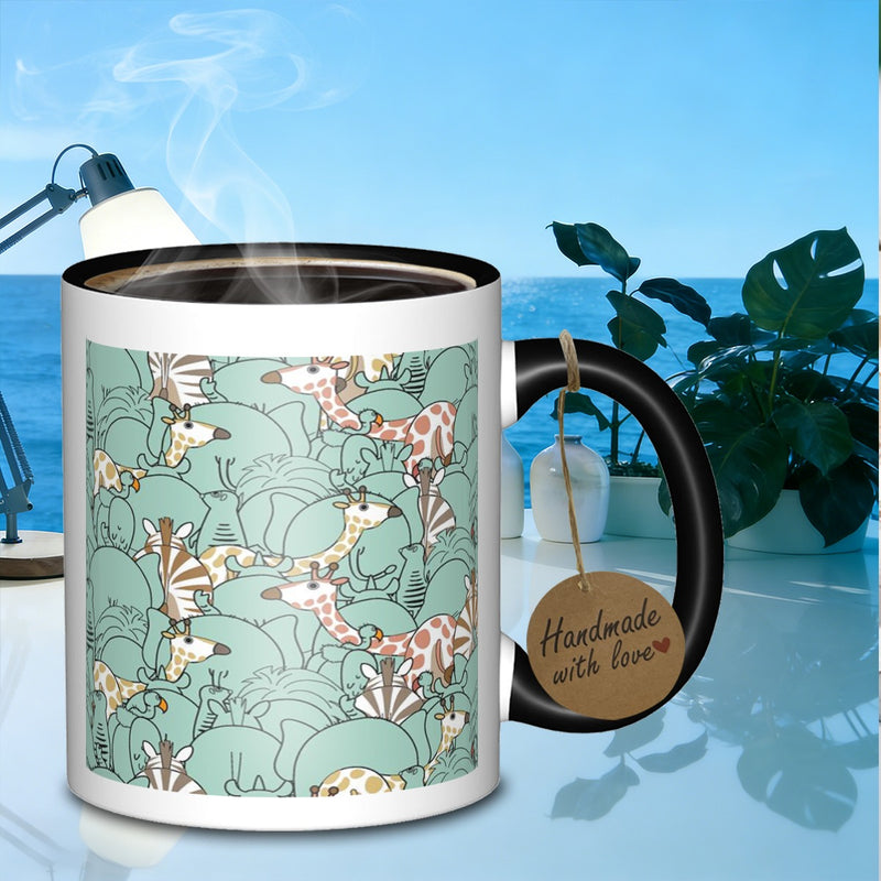 Tailorly Black Accent 11 oz Mug - cartoon animals