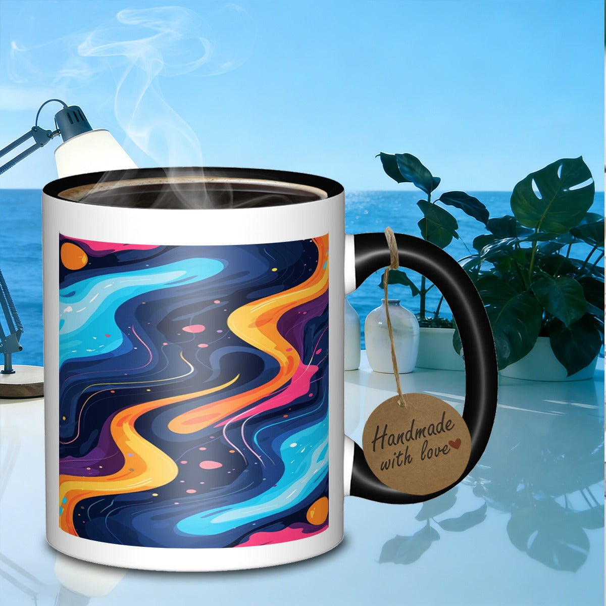Tailorly Black Accent 11 oz Mug - vibrant spiral design