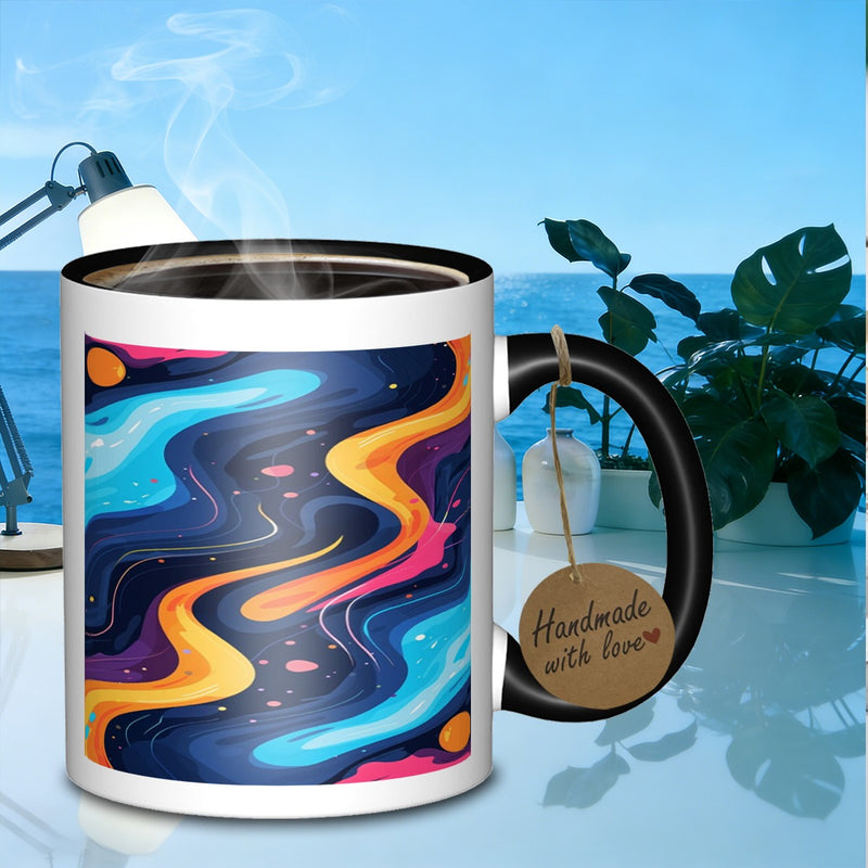 Tailorly Black Accent 11 oz Mug - vibrant spiral design
