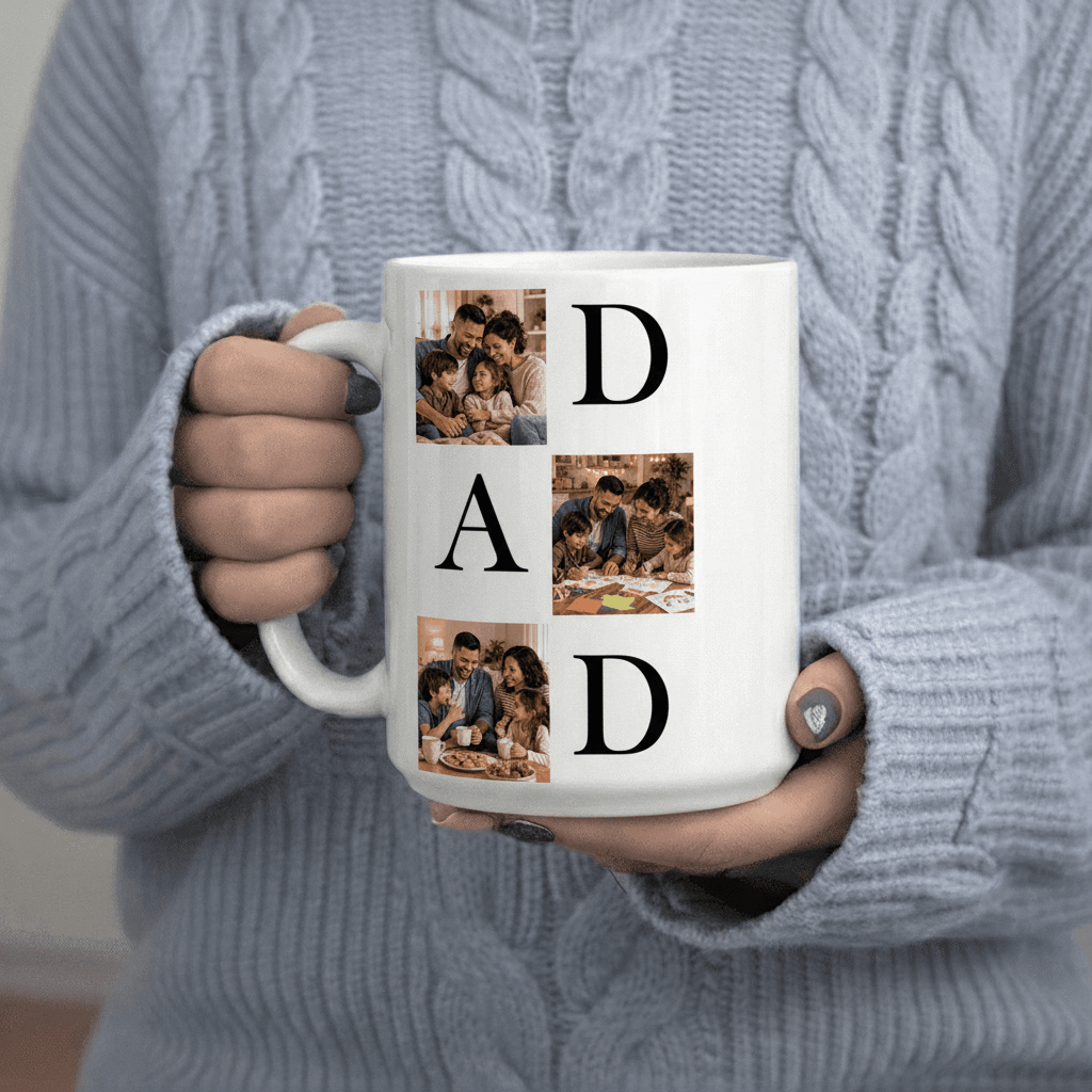 Tailorly White Ceramic 11 oz Mug - Photo Collage with Family Memories