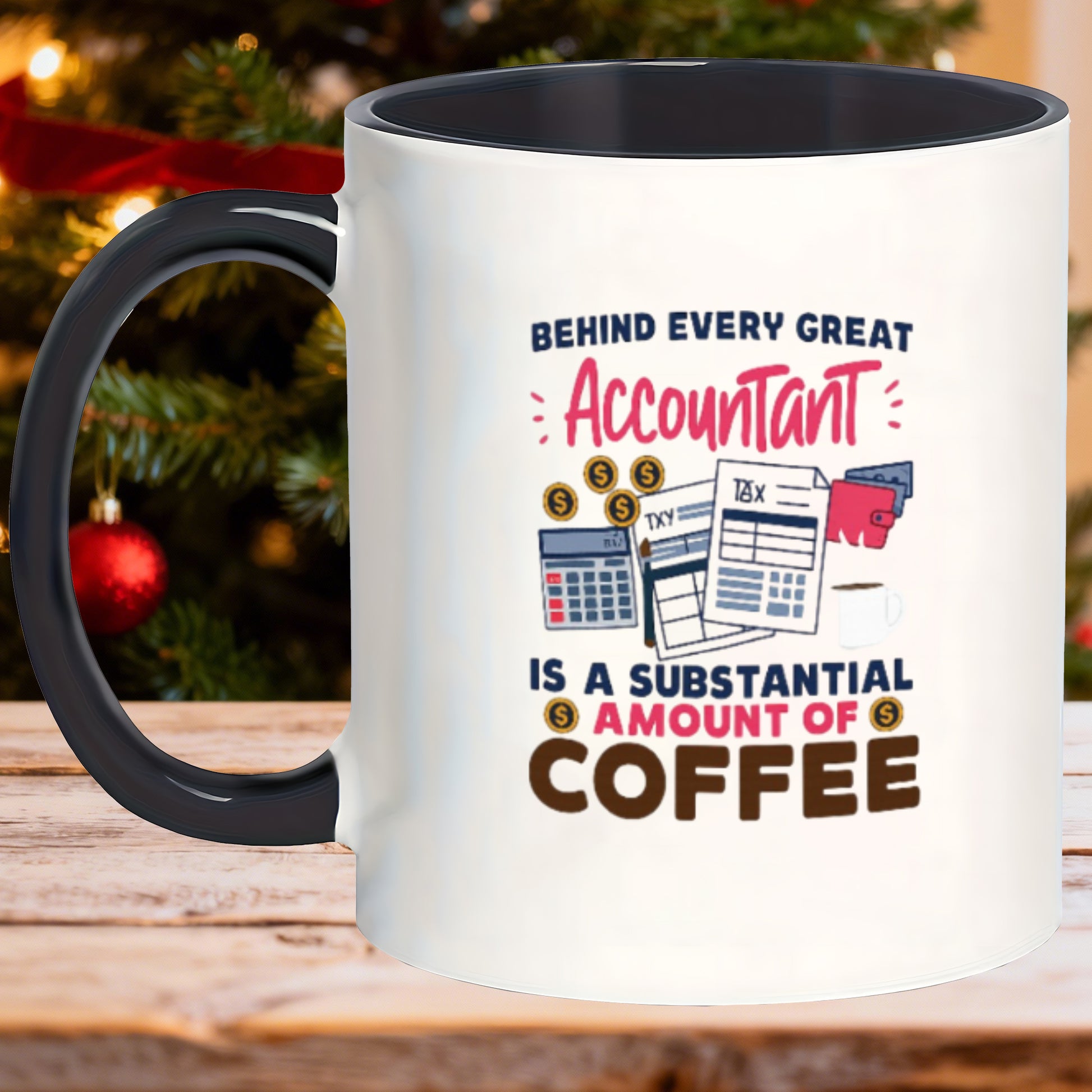 Tailorly Black Accent 11 oz Mug - home decor minimalist matte dishwasher safe daily themed mugs birthday for office home drinks