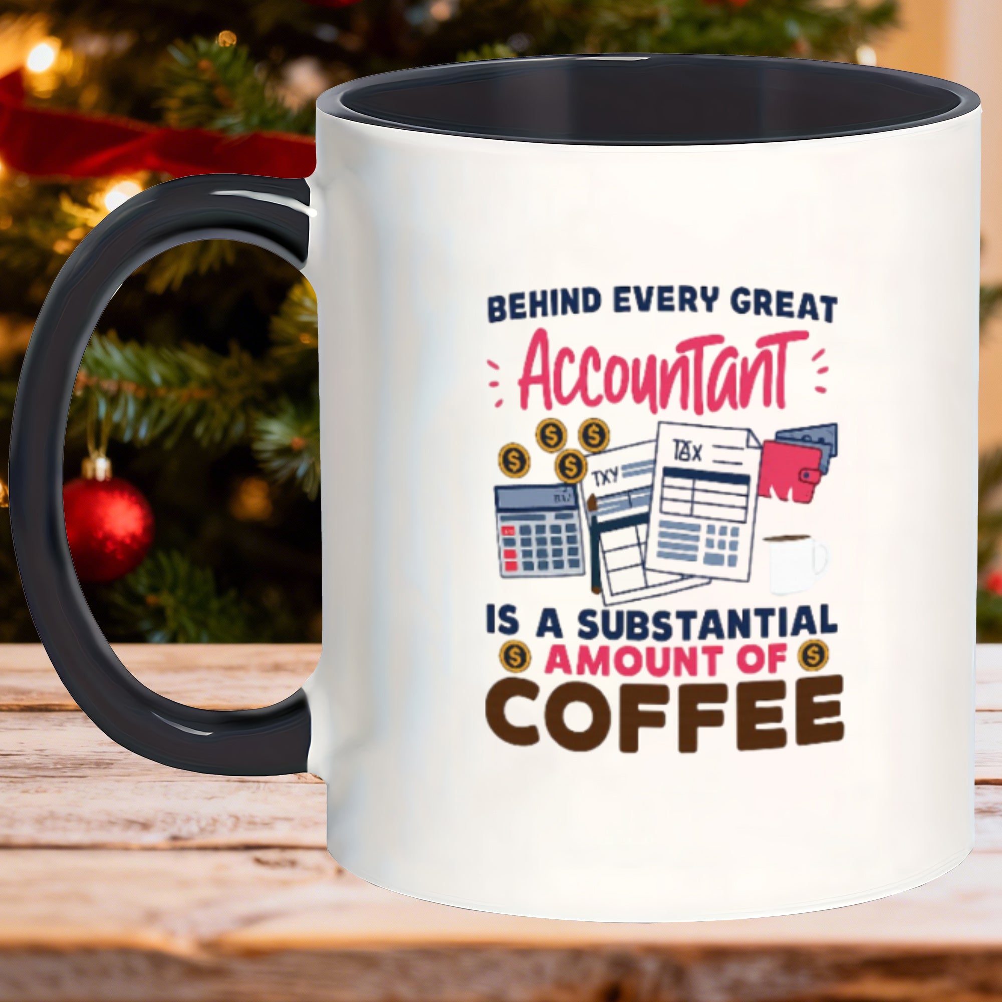 Tailorly Black Accent 11 oz Mug - home decor minimalist matte dishwasher safe daily themed mugs birthday for office home drinks