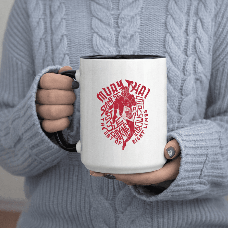 Tailorly Black Accent 11 oz Mug - Muay Thai Siamese Style Boxing Limbs