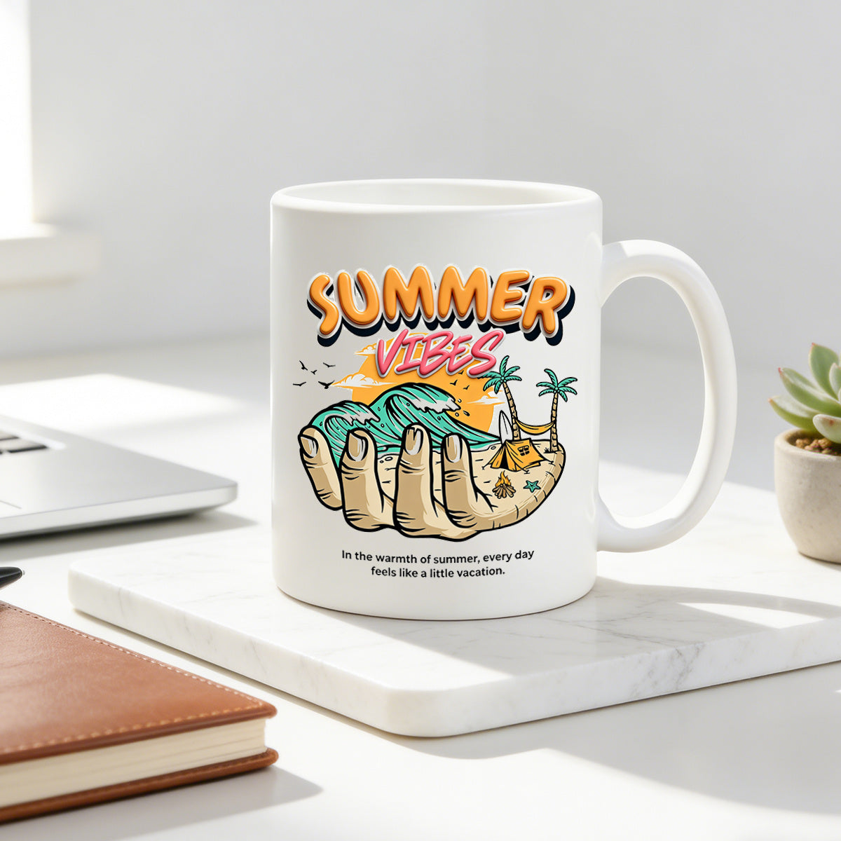 Tailorly White Ceramic 11 oz Mug - summer 11oz coffee mug handheld art gift for travelers trendy summer drinkware_a2ebc9cf05c34c8d81a4db8e0f476b21