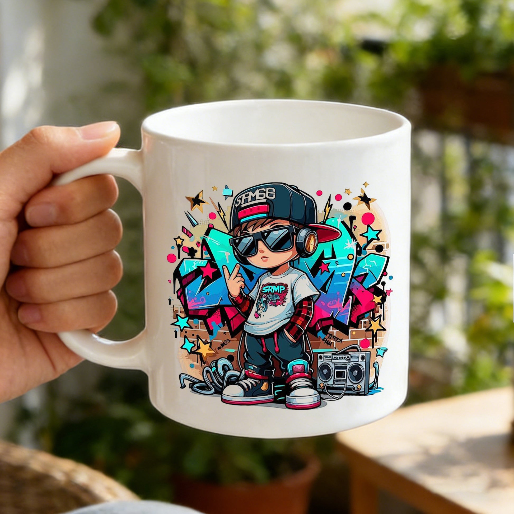 Tailorly White Ceramic 11 oz Mug - banana cartoon design