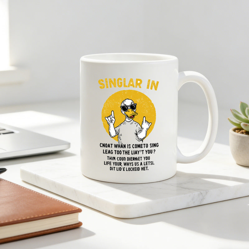 Tailorly White Ceramic 11 oz Mug - cool duck with fashion glasses