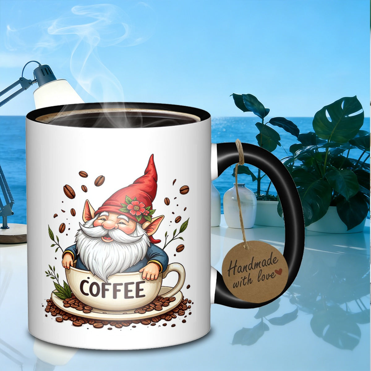 Tailorly Black Accent 11 oz Mug - coffee gnome portrait