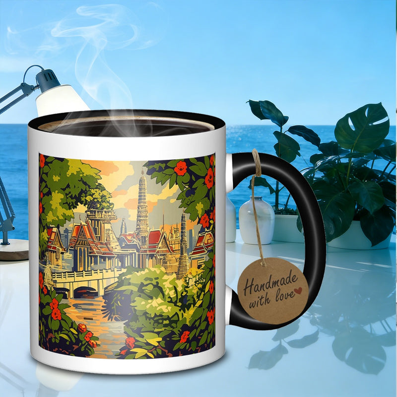 Tailorly Black Accent 11 oz Mug - view of a temple