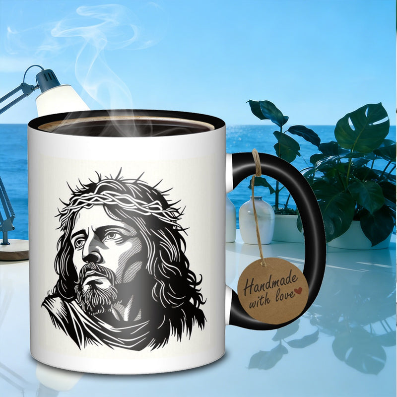 Tailorly Black Accent 11 oz Mug - religious figure portrait