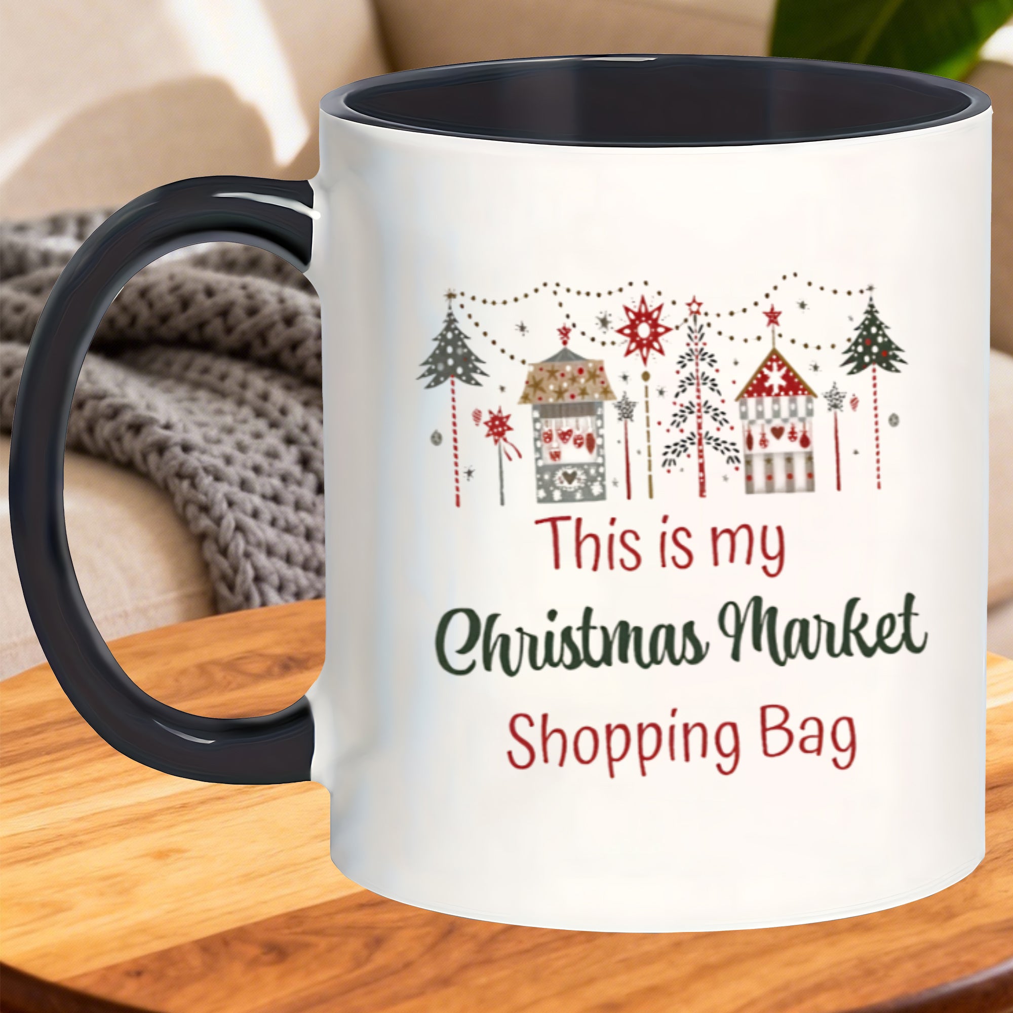 Tailorly Black Accent 11 oz Mug - christmas market shopping bag mugs fitted for birthday punch housewarming