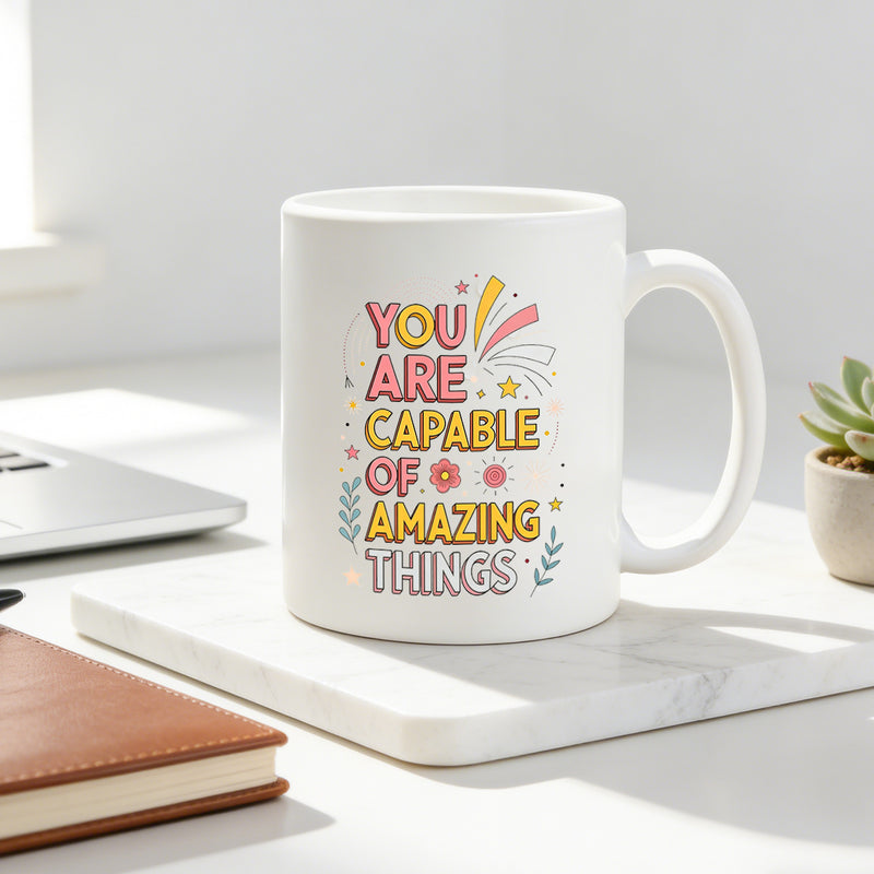 Tailorly White Ceramic 11 oz Mug - you are of a boho floral motivational quote