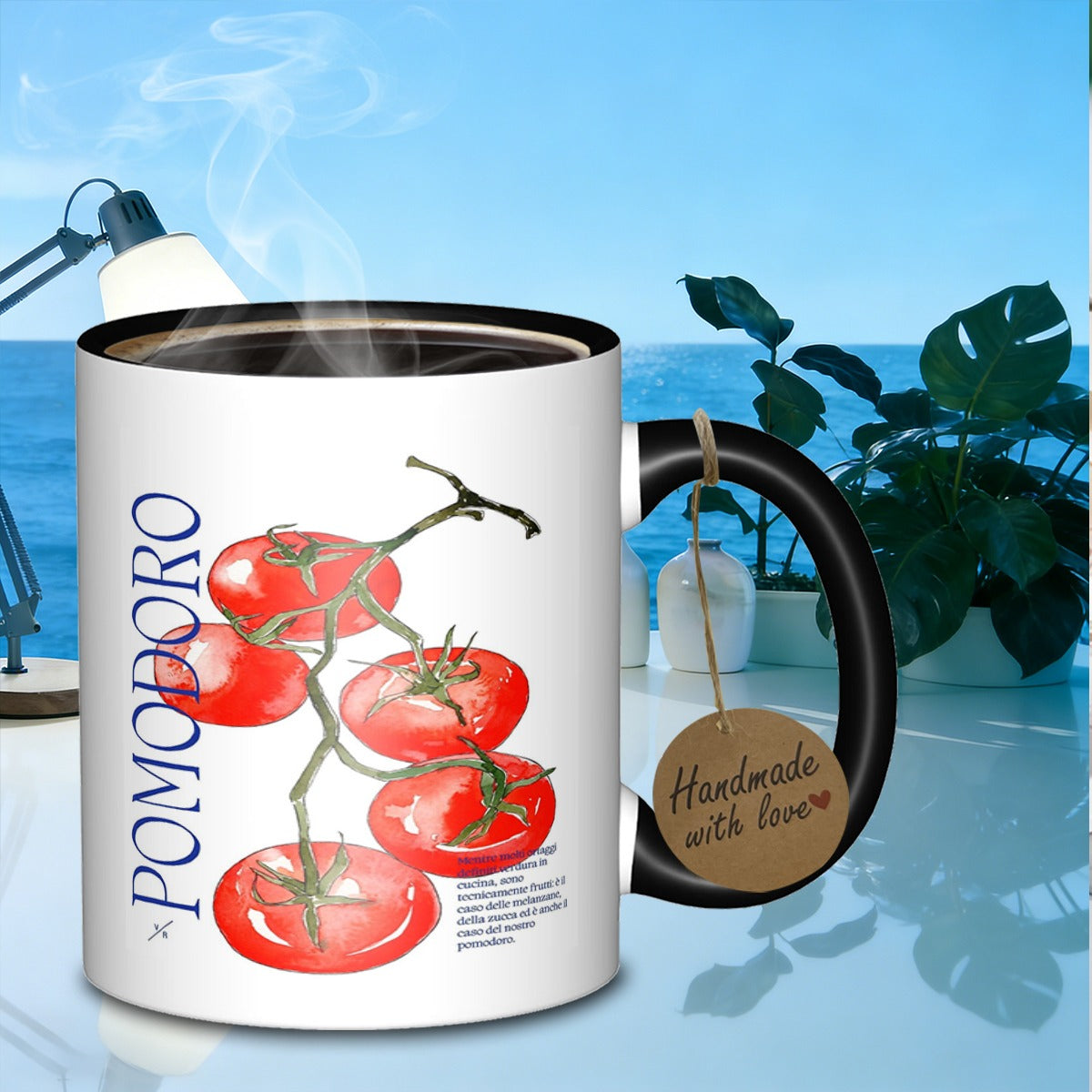 Tailorly Black Accent 11 oz Mug - tomatoes pattern