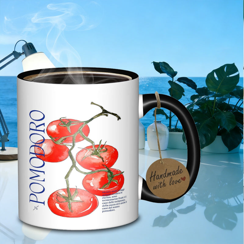 Tailorly Black Accent 11 oz Mug - tomatoes pattern