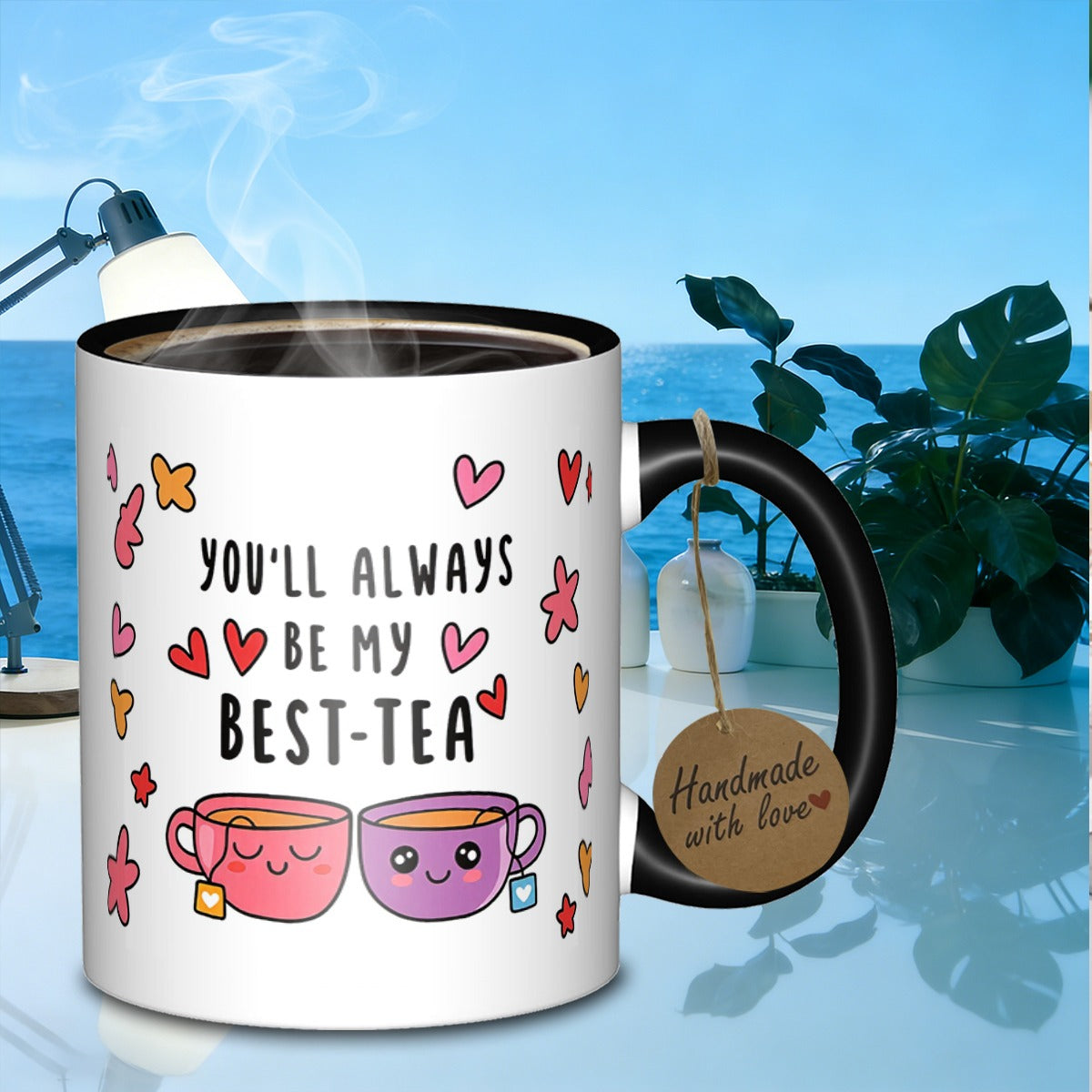 Tailorly Black Accent 11 oz Mug - cute tea pun message