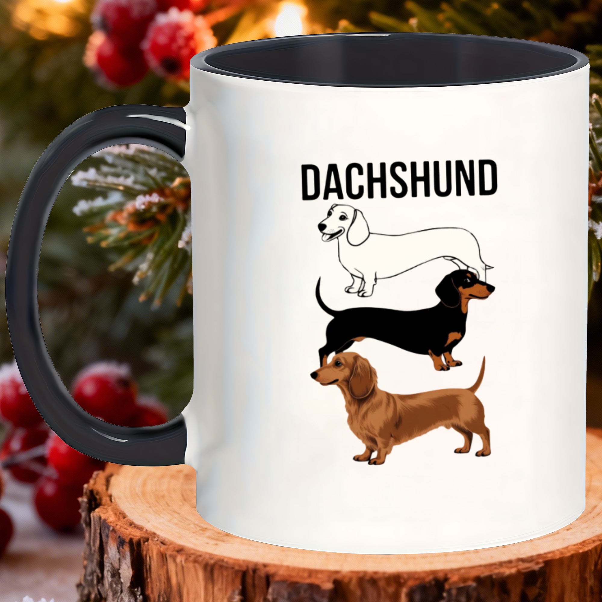 Tailorly Black Accent 11 oz Mug - dachshunds protein shakes after workouts lemonade calming chamomile