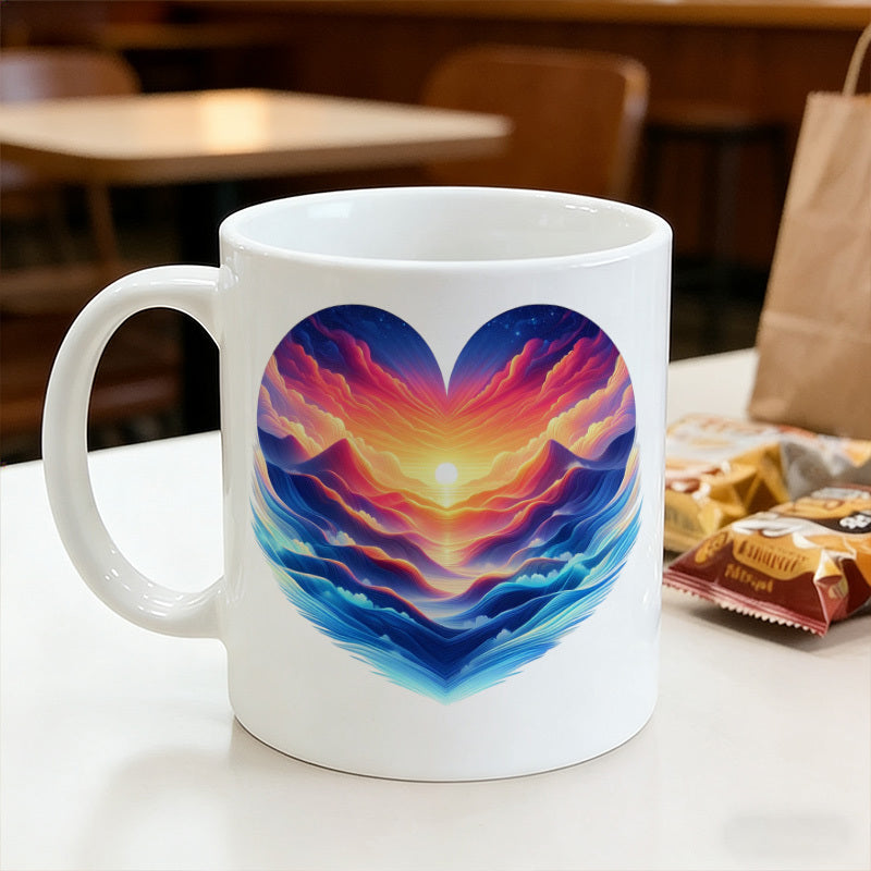 Tailorly White Ceramic 11 oz Mug - heart shaped