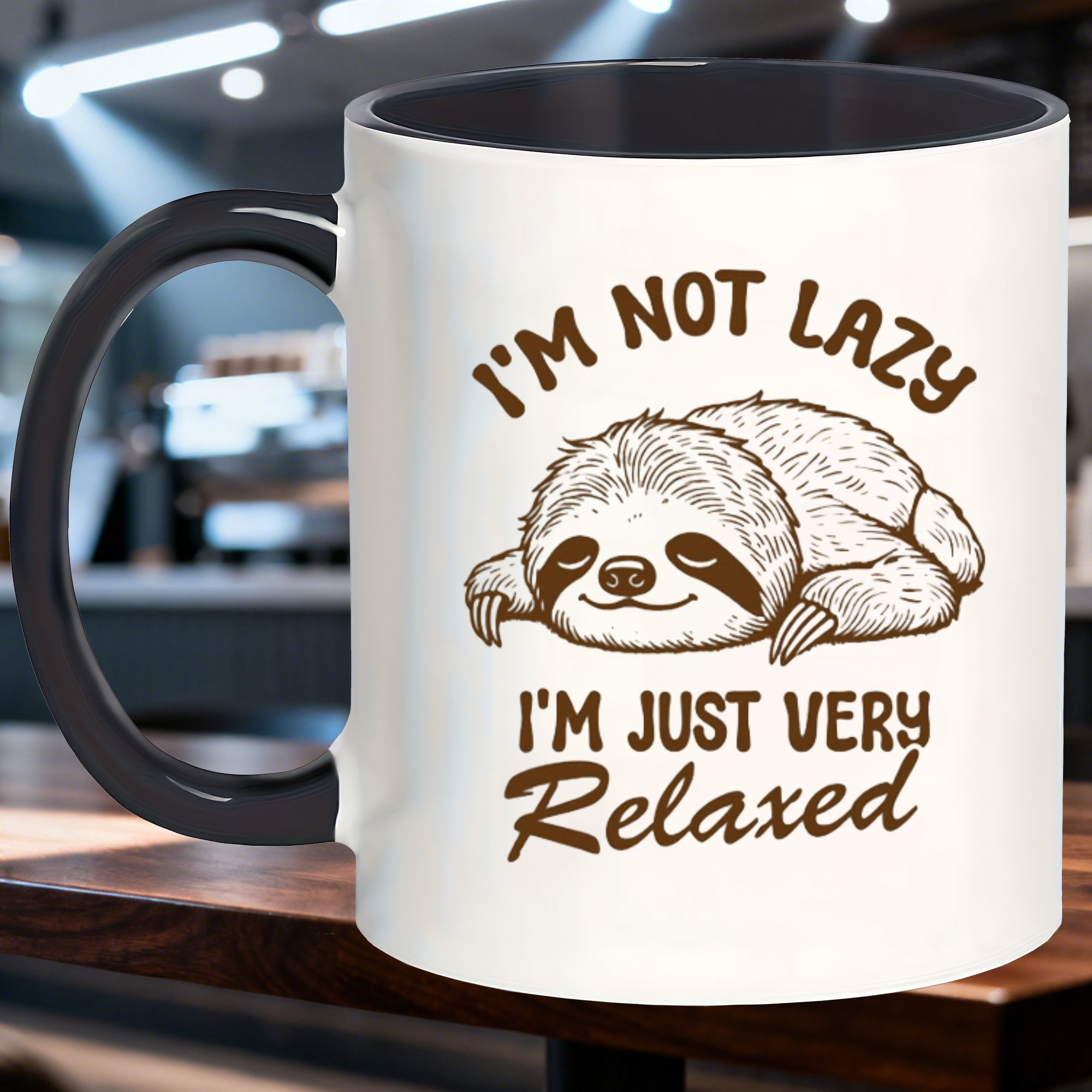 Tailorly Black Accent 11 oz Mug - im not lazy im just very relaxed