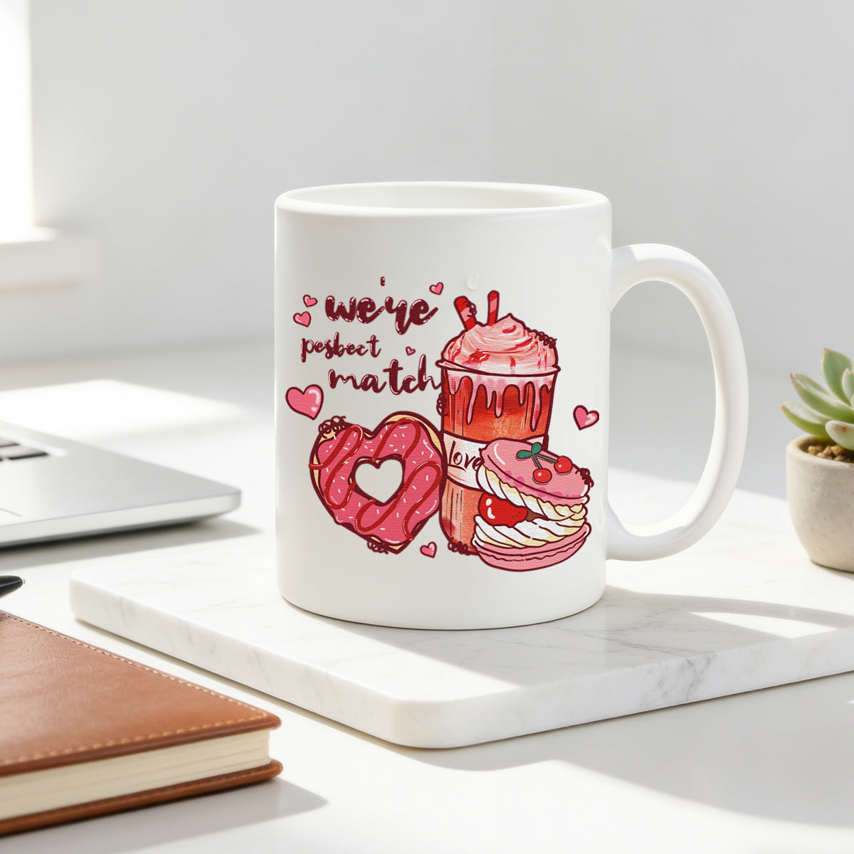 Tailorly White Ceramic 11 oz Mug - cute donut