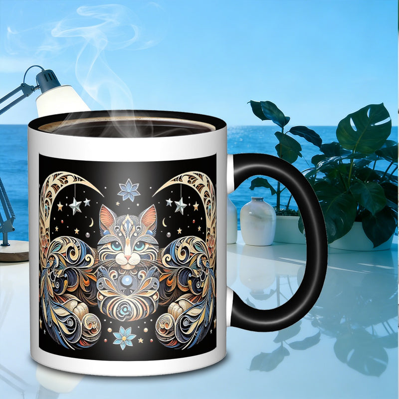Tailorly Black Accent 11 oz Mug - celestial galaxy