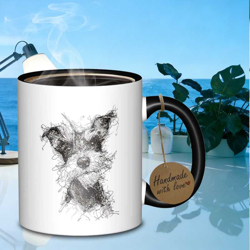 Tailorly Black Accent 11 oz Mug - schnauzer pen sketch