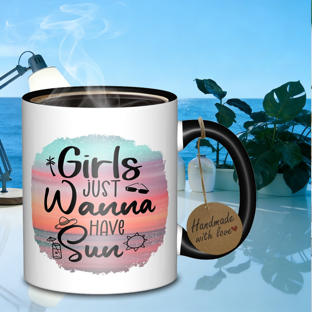 Tailorly Black Accent 11 oz Mug - girls wanna have sunplain home mug galaxy tumbler suitable for daily work outdoor trips travel and used as a