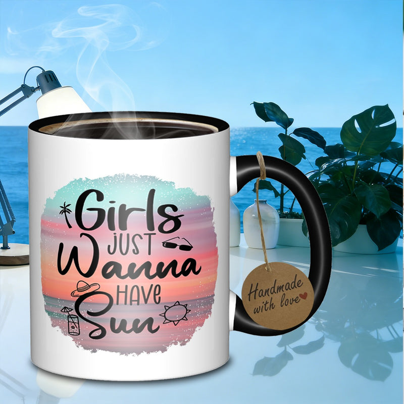 Tailorly Black Accent 11 oz Mug - girls wanna have sunplain home mug galaxy tumbler suitable for daily work outdoor trips travel and used as a