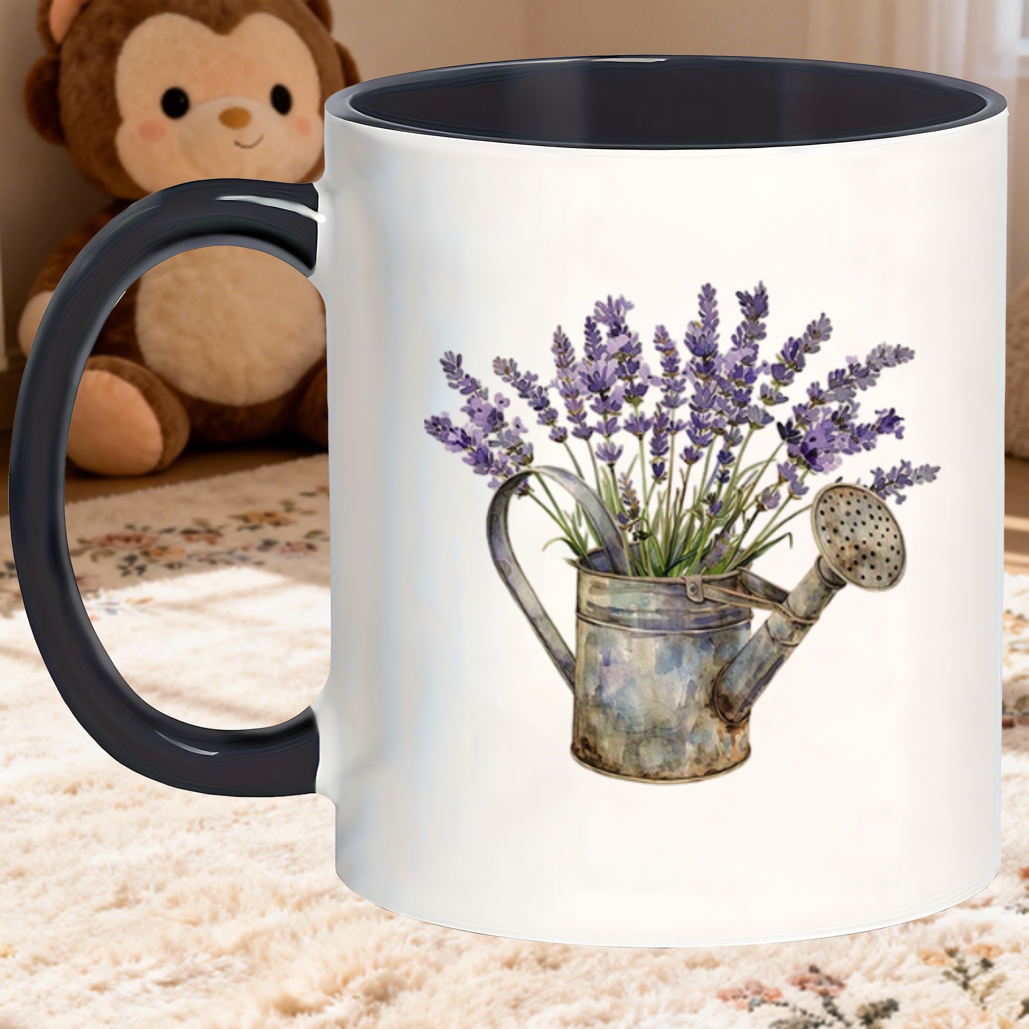 Tailorly Black Accent 11 oz Mug - lavender floral mugs