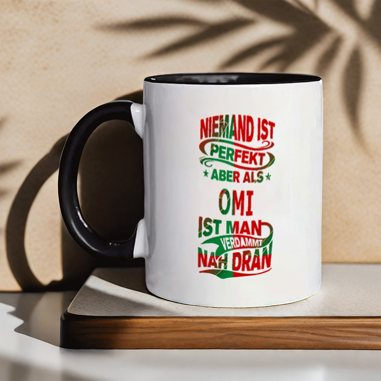 Tailorly Black Accent 11 oz Mug - hot chocolate text and german-themed design