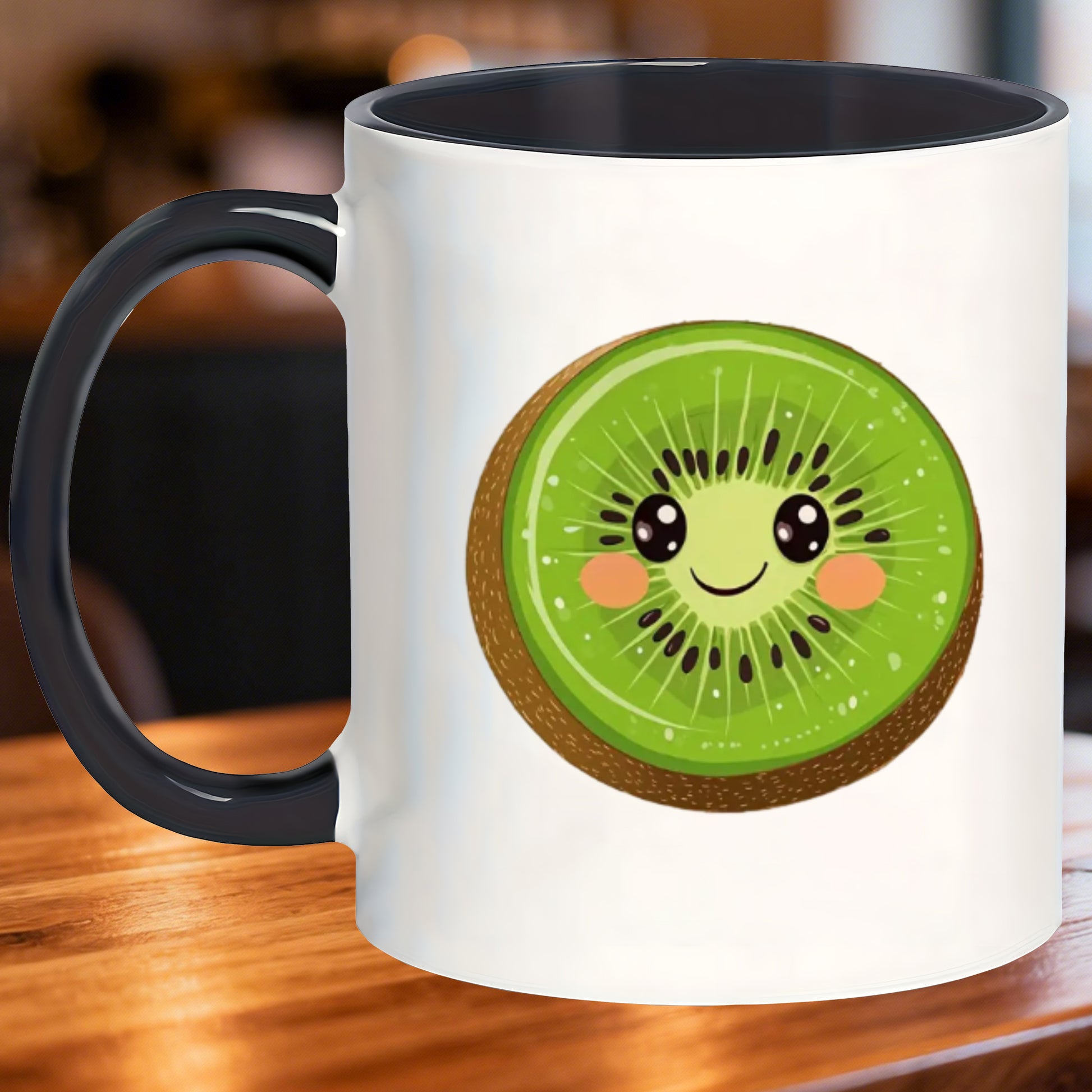 Tailorly Black Accent 11 oz Mug - cute kiwi