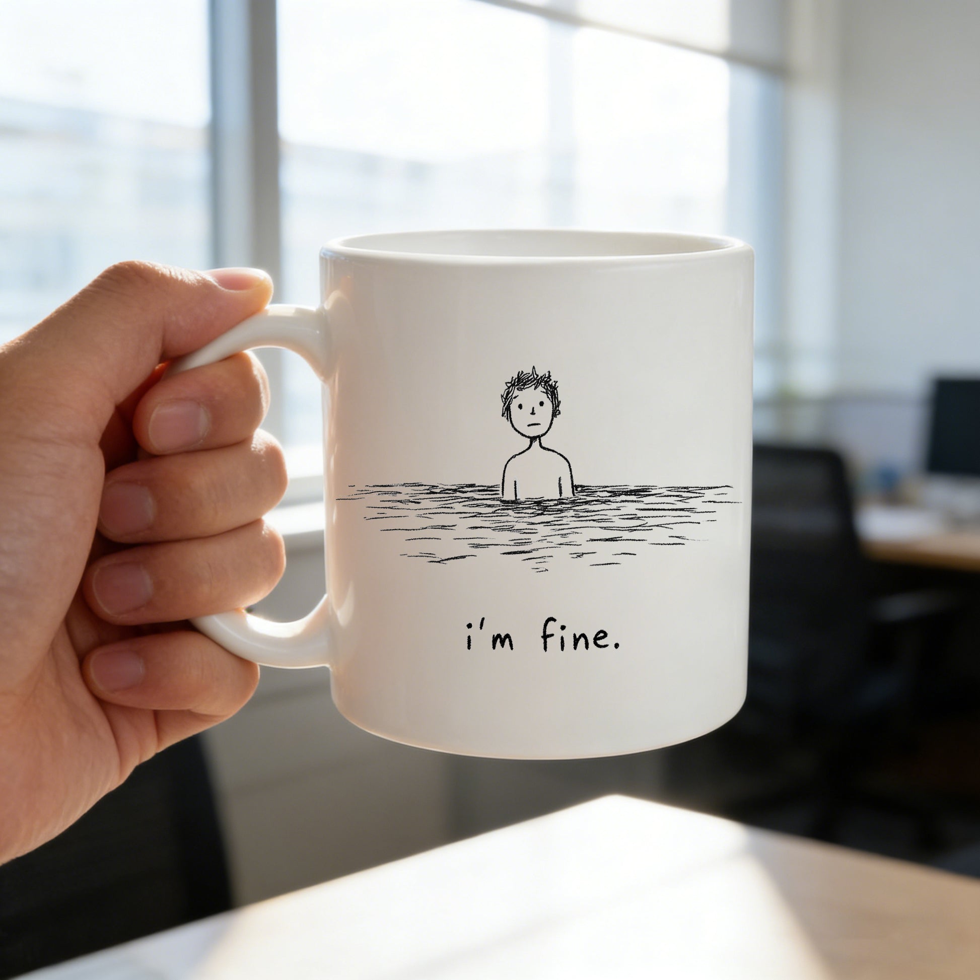Tailorly White Ceramic 11 oz Mug - im fine with a humorous and sarcastic coffee cup