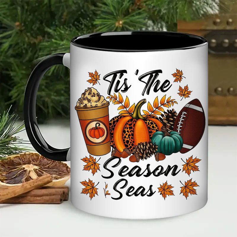 Tailorly Black Accent 11 oz Mug - leopard pumpkin