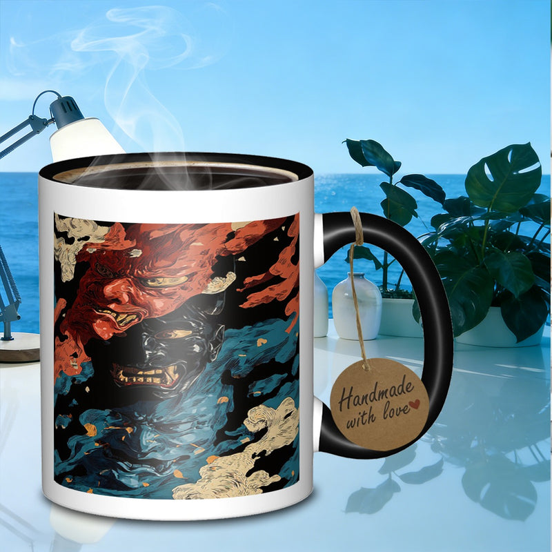 Tailorly Black Accent 11 oz Mug - three demon visages