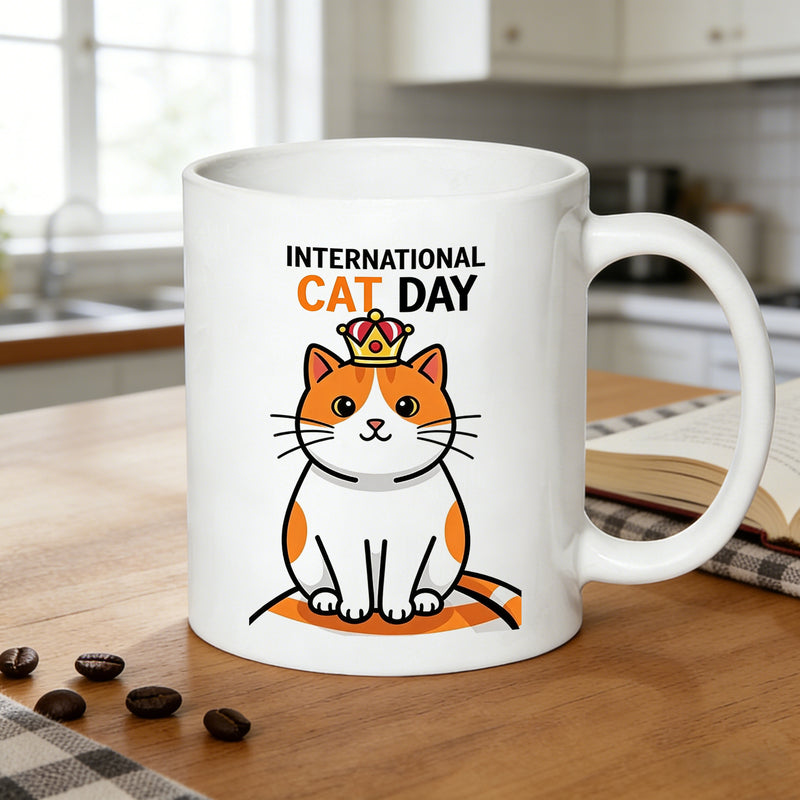 Tailorly White Ceramic 11 oz Mug - orange print