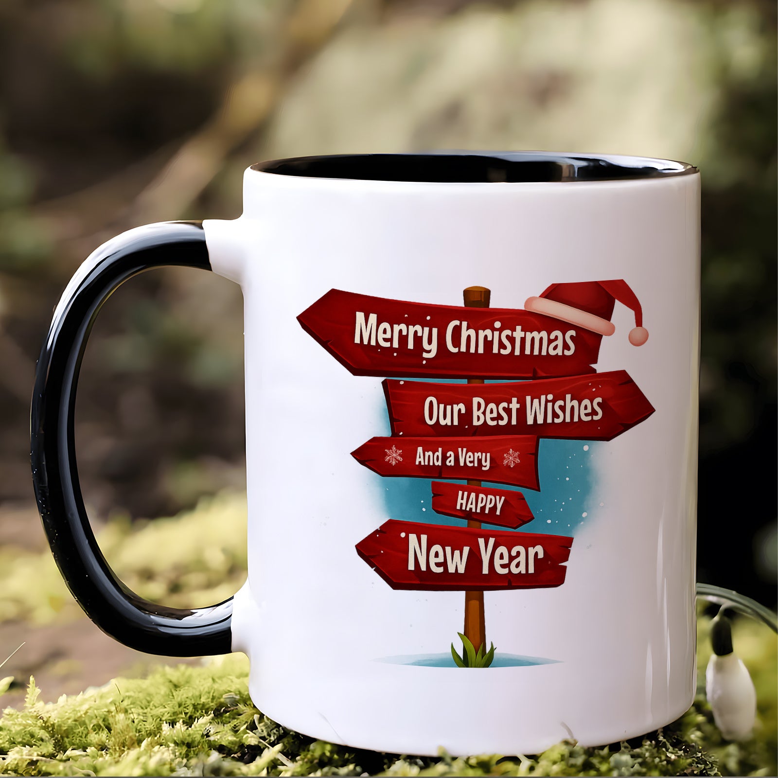 Tailorly Black Accent 11 oz Mug - 1pc reusable drinkware a novelty ceramic coffee mug for christmas and new year featuring an 11oz capacity this