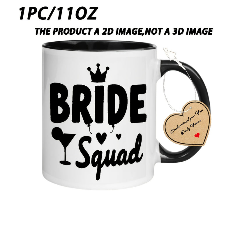 Tailorly Black Accent 11 oz Mug - Bride Squad text