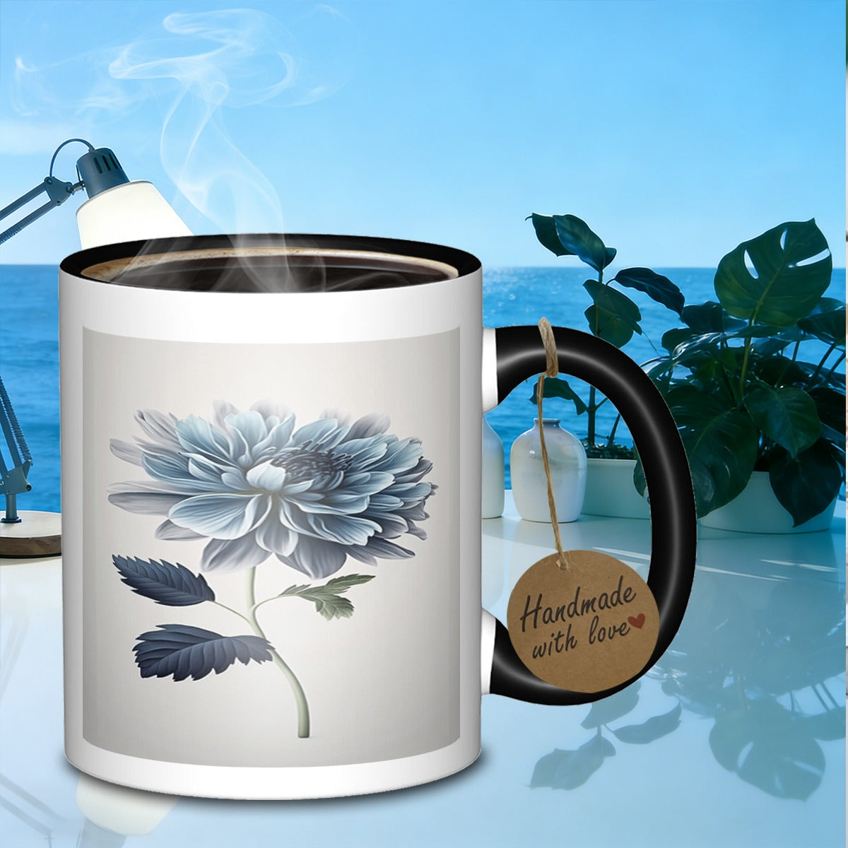 Tailorly Black Accent 11 oz Mug - azure dahlia bloomdesign ceramic mug suitable for office and used as a gift_27827ed85f214f58b2248962ab265969 azure dahlia
