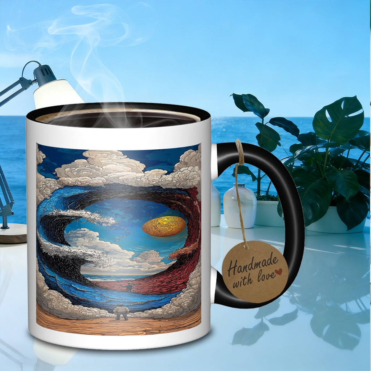 Tailorly Black Accent 11 oz Mug - ocean wave portal viewmorningroutines mug with granite stylish design_204cb8390471493c84621d9517e86194