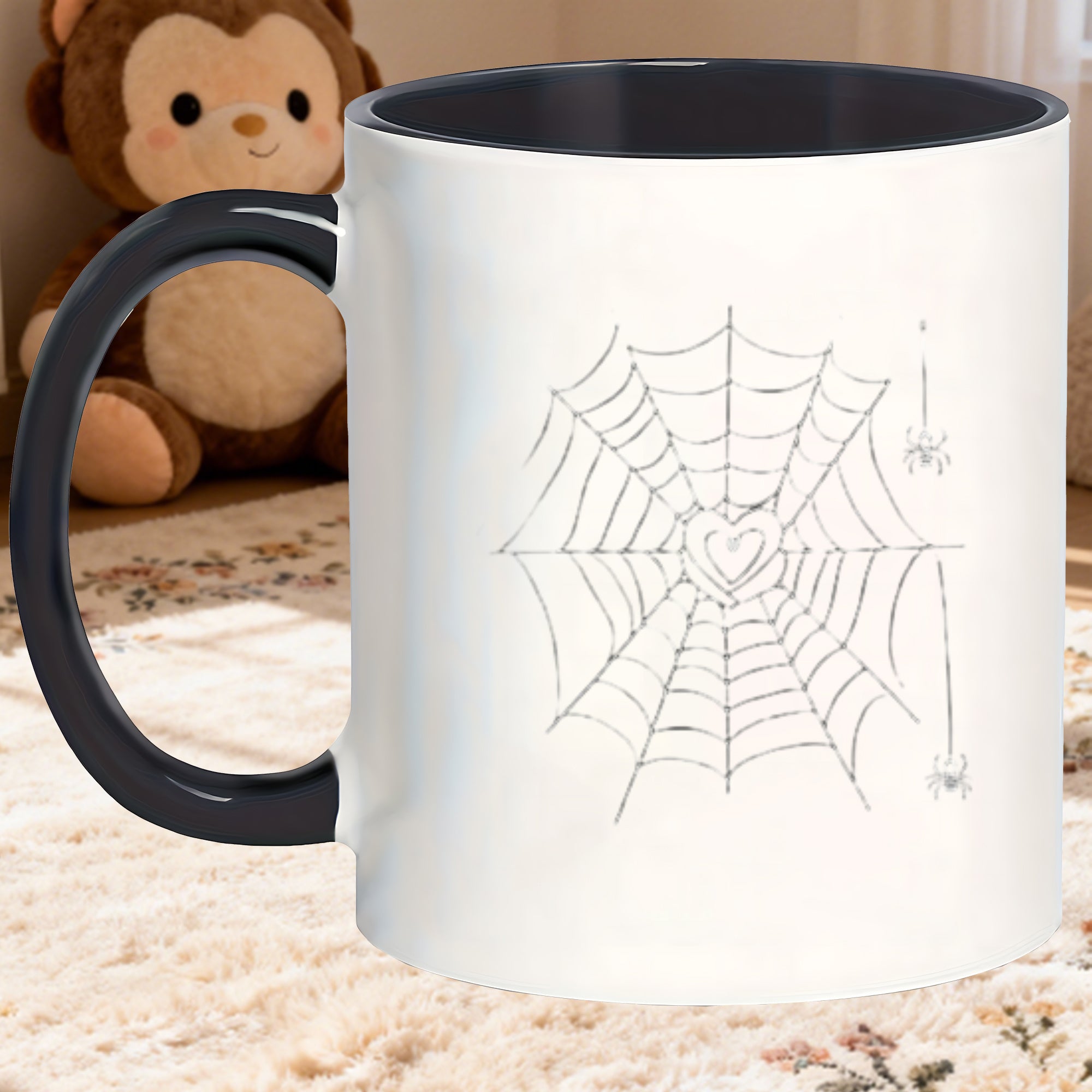 Tailorly Black Accent 11 oz Mug - gothic spider web heart