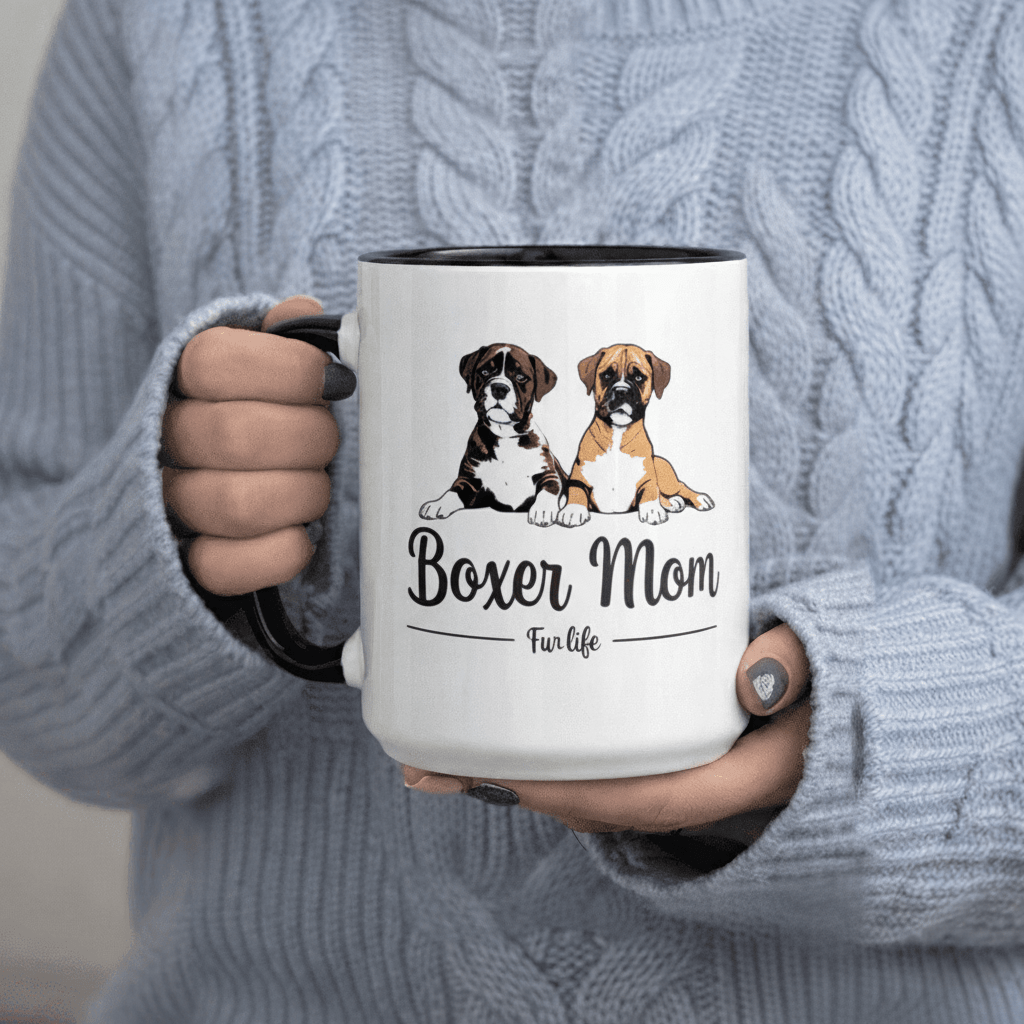 Tailorly Black Accent 11 oz Mug - Two Adorable Boxers
