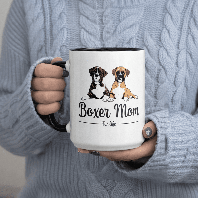 Tailorly Black Accent 11 oz Mug - Two Adorable Boxers