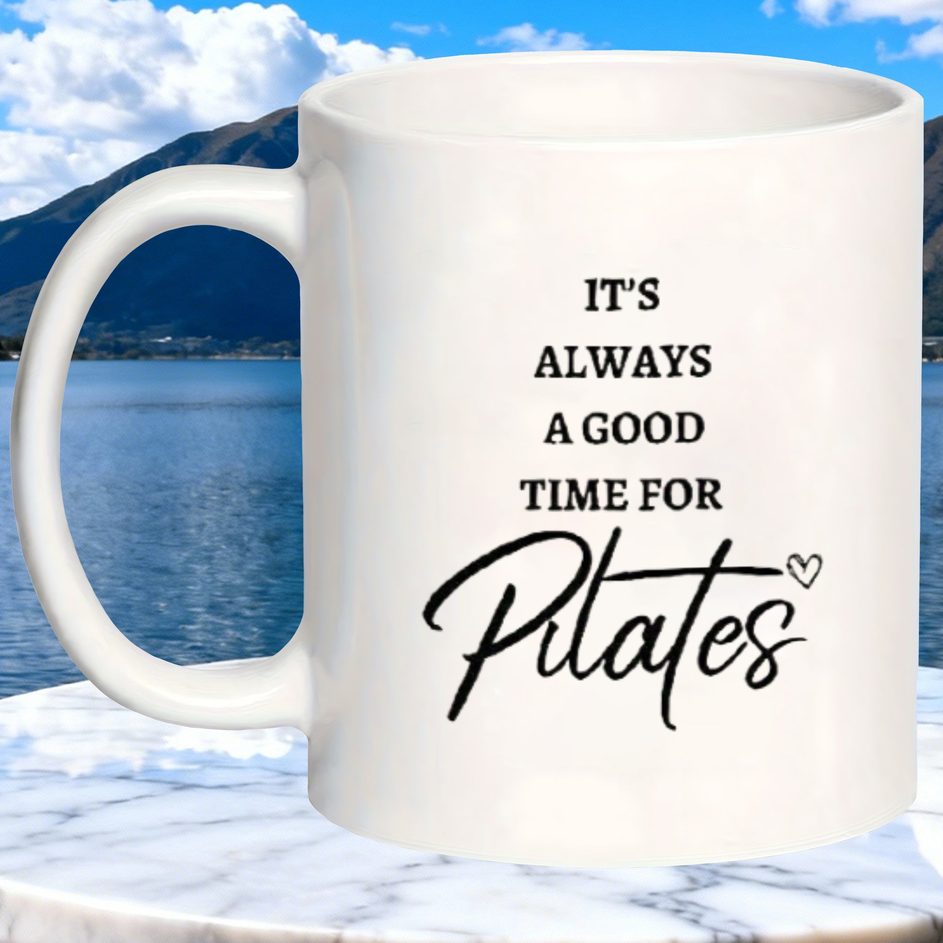 Tailorly White Ceramic 11 oz Mug - its a for pilates