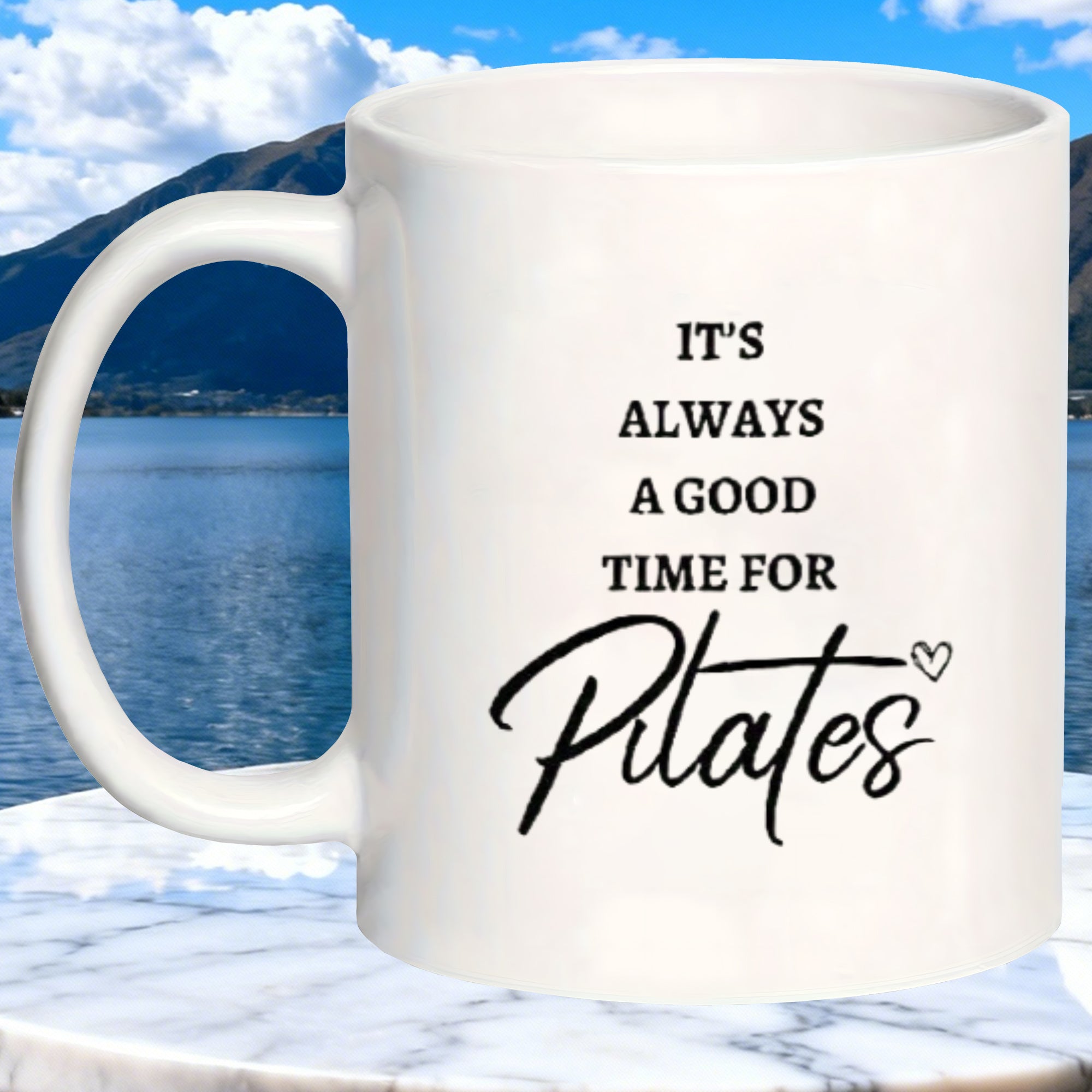 Tailorly White Ceramic 11 oz Mug - its a for pilates