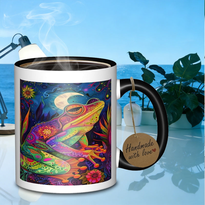 Tailorly Black Accent 11 oz Mug - psychedelic frogstoneware design